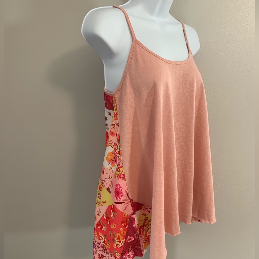 NWT Umgee Pink Floral Panel Spaghetti Strap Tank Top